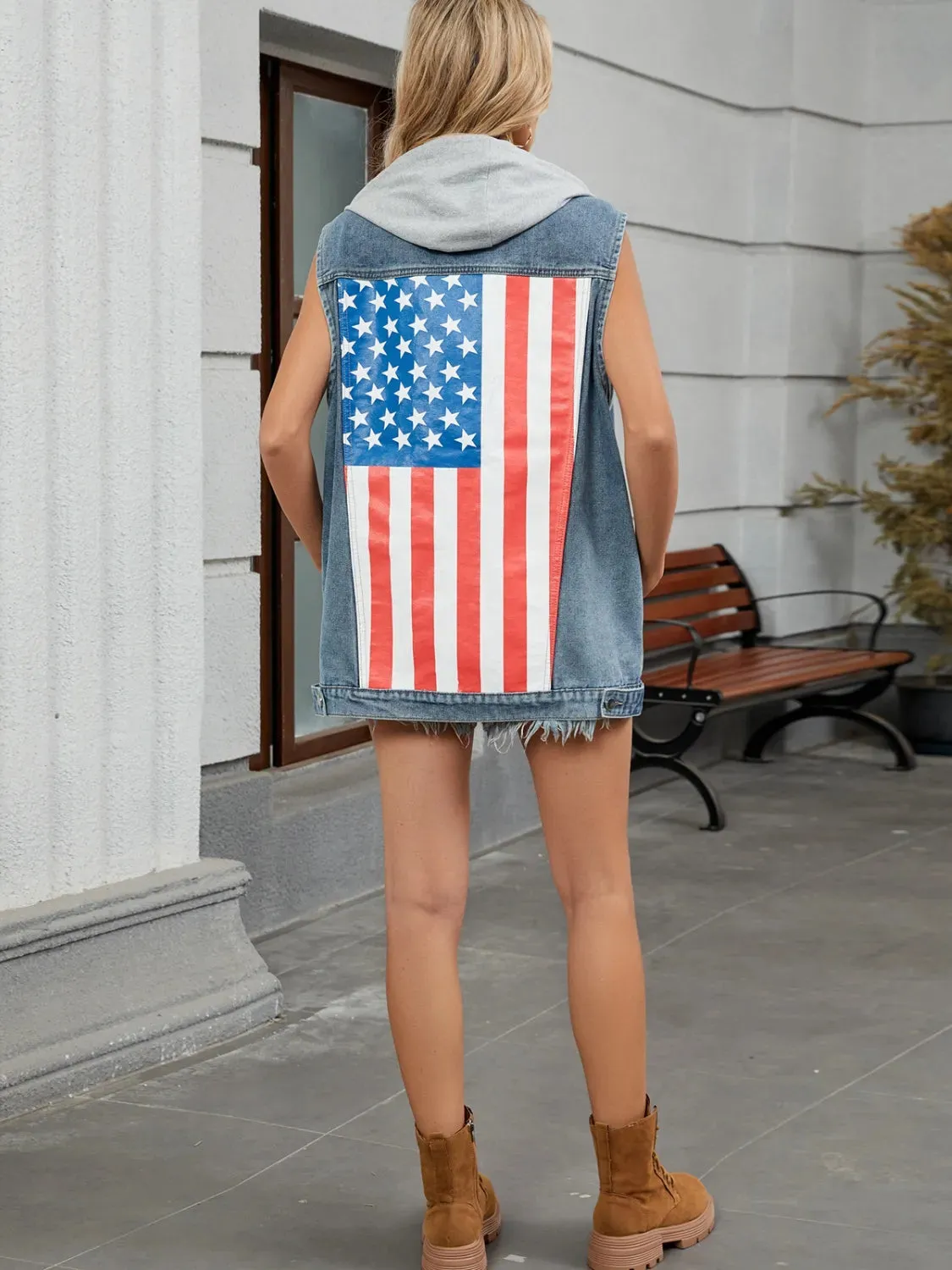 US Flag Button Up Denim Jacket sold by Charming Charlie product image thumbnail 5
