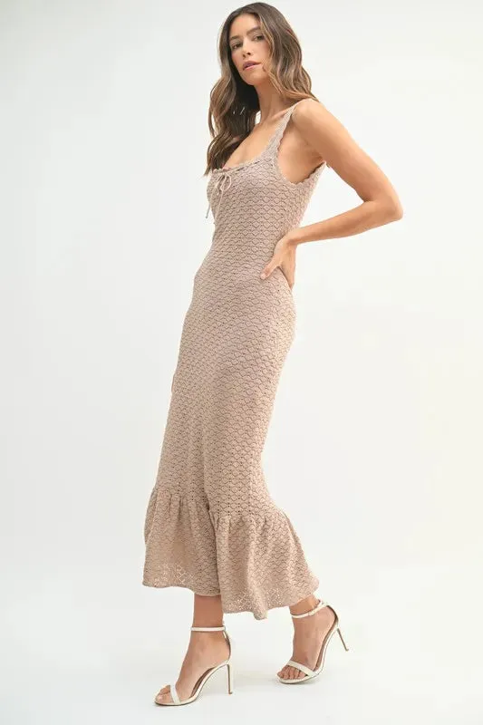 MABLE Ruffled Hem Sleeveless Crochet Knit Midi Dress sold by Charming Charlie product image thumbnail 5
