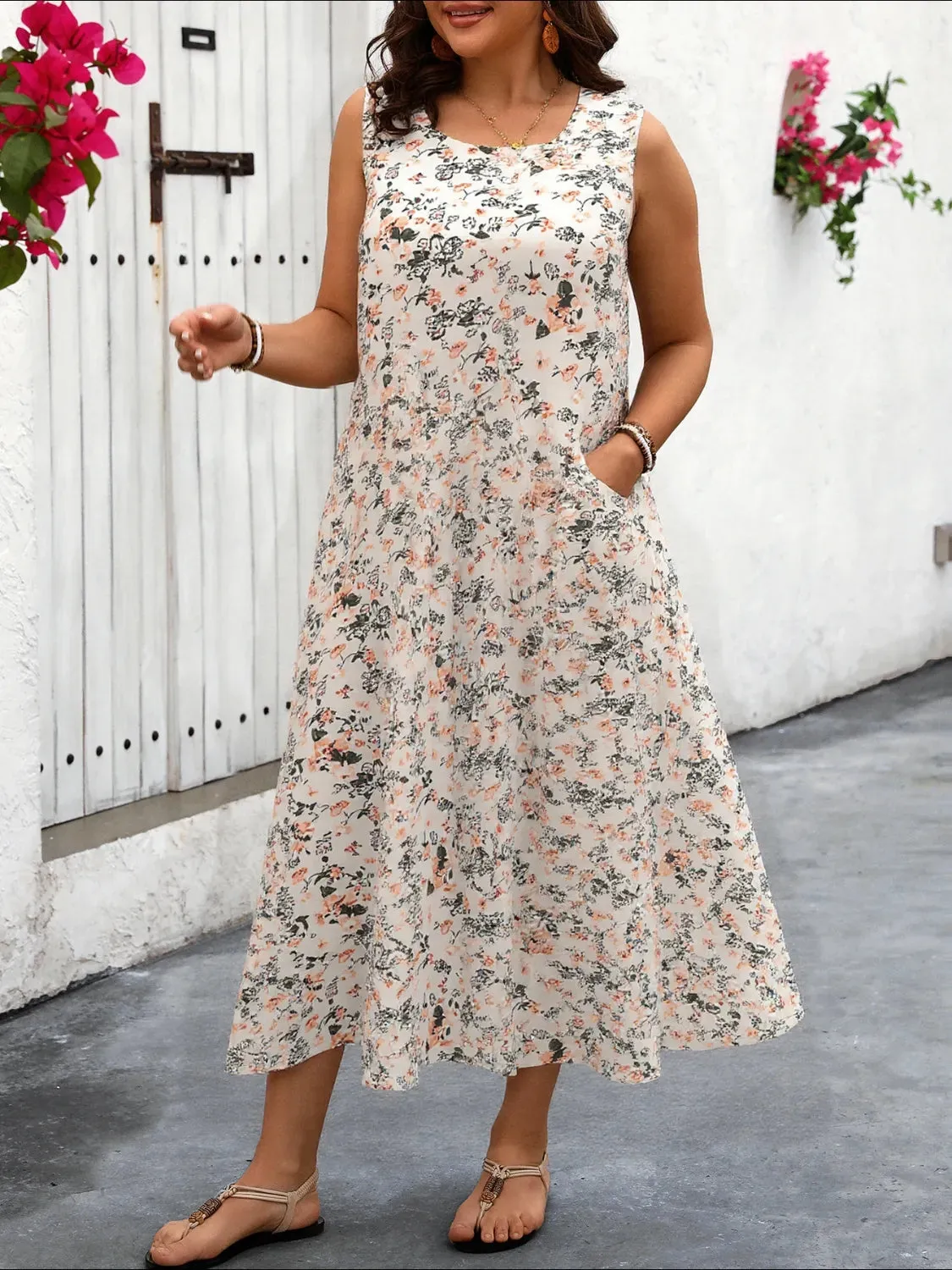 Plus Size Floral Tank Dress with Pockets sold by Charming Charlie product image thumbnail 2