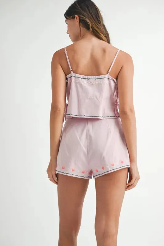MABLE Embroidered Crop Top and Shorts Set sold by Charming Charlie product image thumbnail 5