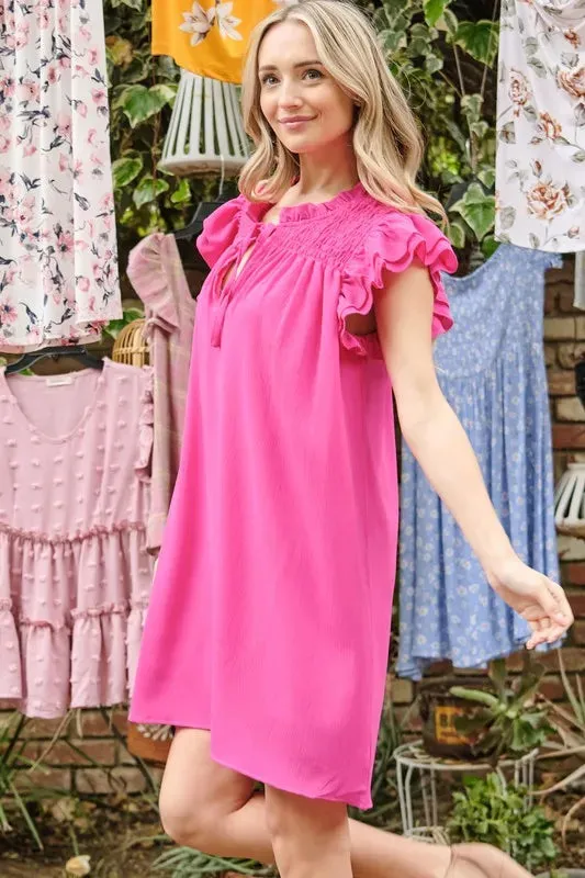 And The Why Ruffle Shoulder Smocked Detailed Dress sold by Charming Charlie product image thumbnail 5