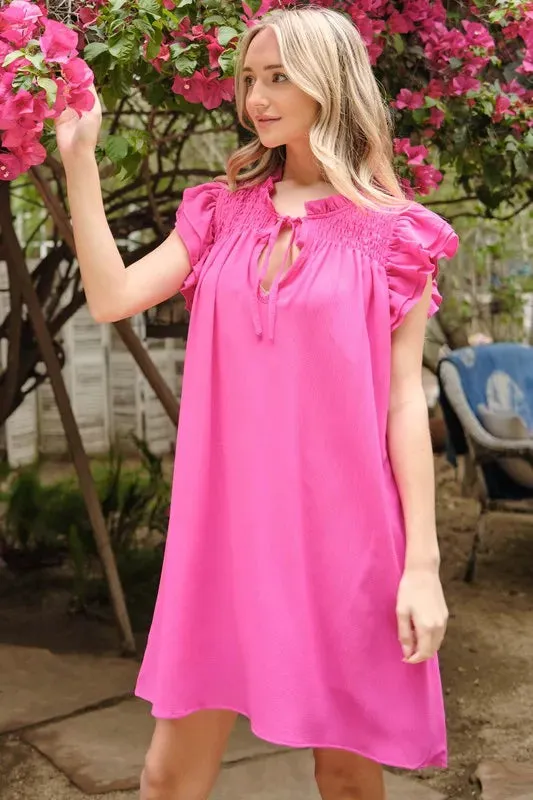 And The Why Ruffle Shoulder Smocked Detailed Dress sold by Charming Charlie product image thumbnail 3