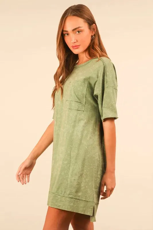 VERY J Mineral Washed Knit Shift Mini Dress sold by Charming Charlie product image thumbnail 3