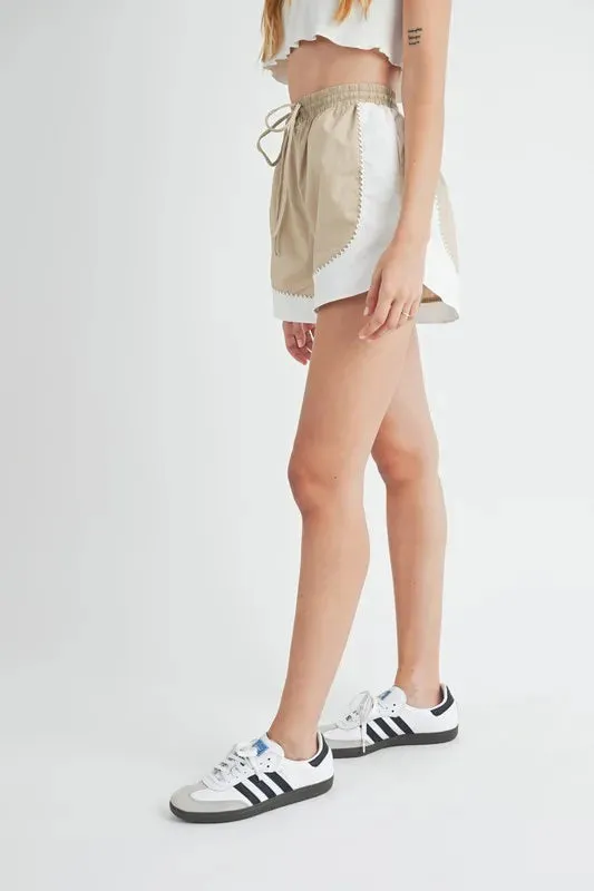 MABLE Drawstring Waist Contrast Trim Detail Shorts sold by Charming Charlie product image thumbnail 3