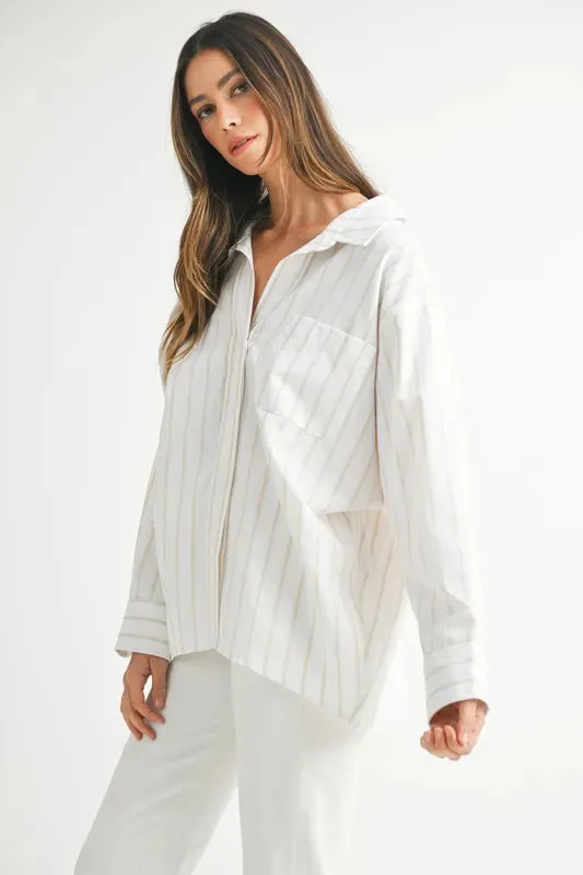 MABLE Oversized Stripped Button Down Shirt sold by Charming Charlie product image thumbnail 4