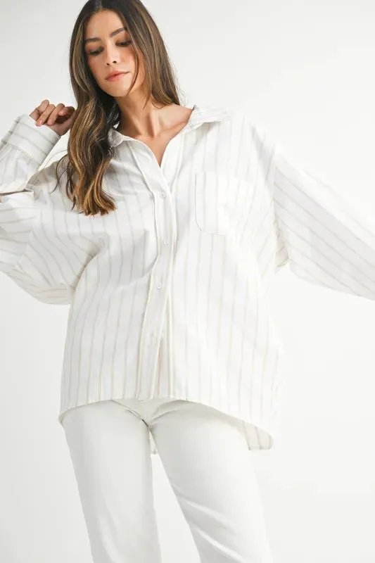 MABLE Oversized Stripped Button Down Shirt sold by Charming Charlie product image thumbnail 3