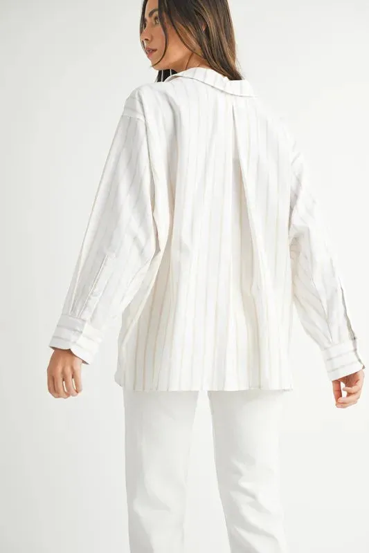 MABLE Oversized Stripped Button Down Shirt sold by Charming Charlie product image thumbnail 5