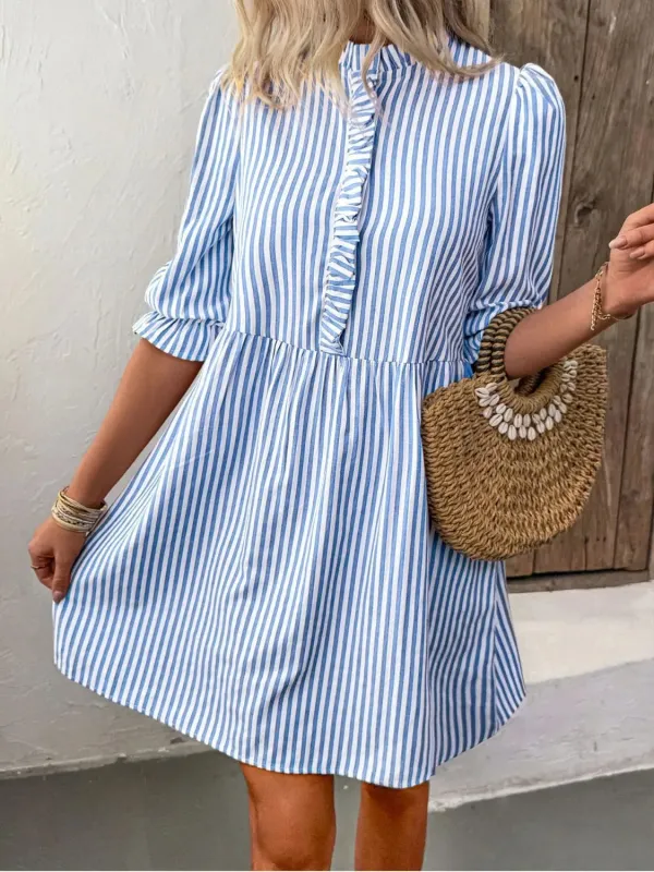 Striped Half Sleeve Mini Shirt Dress sold by Charming Charlie