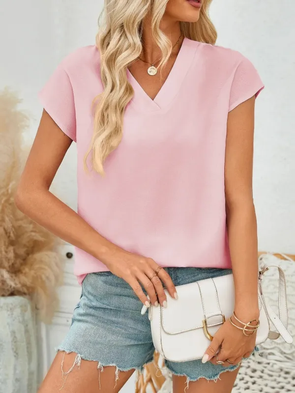 V-Neck Cap Sleeve Blouse sold by Charming Charlie