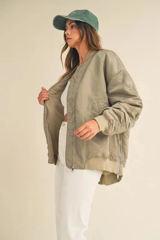 MABLE Back Ruched Utiltiy Bomber Jacket sold by Charming Charlie product image thumbnail 4