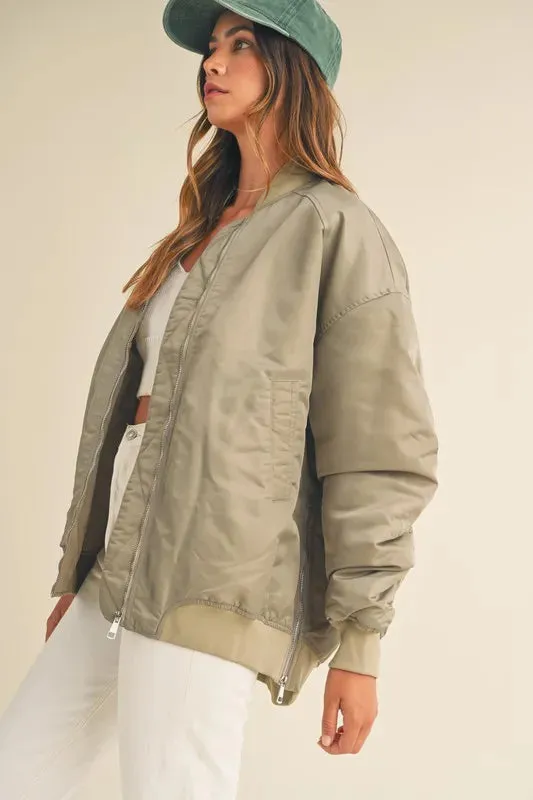 MABLE Back Ruched Utiltiy Bomber Jacket sold by Charming Charlie product image thumbnail 5