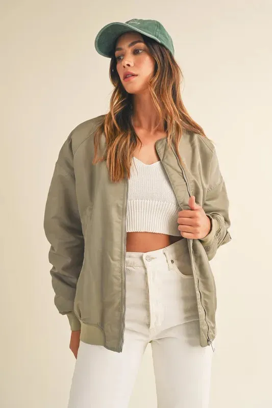 MABLE Back Ruched Utiltiy Bomber Jacket sold by Charming Charlie product image thumbnail 2