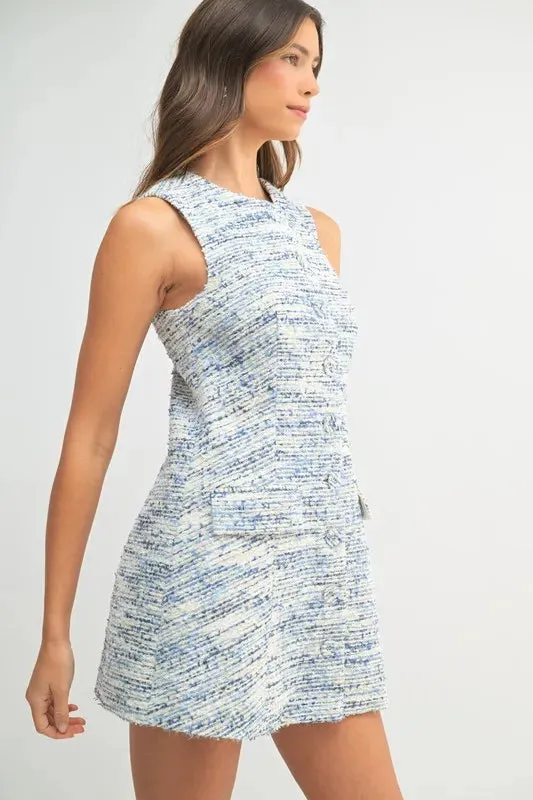 MABLE Tweed Sleeveless Button Down Mini Dress sold by Charming Charlie product image thumbnail 3