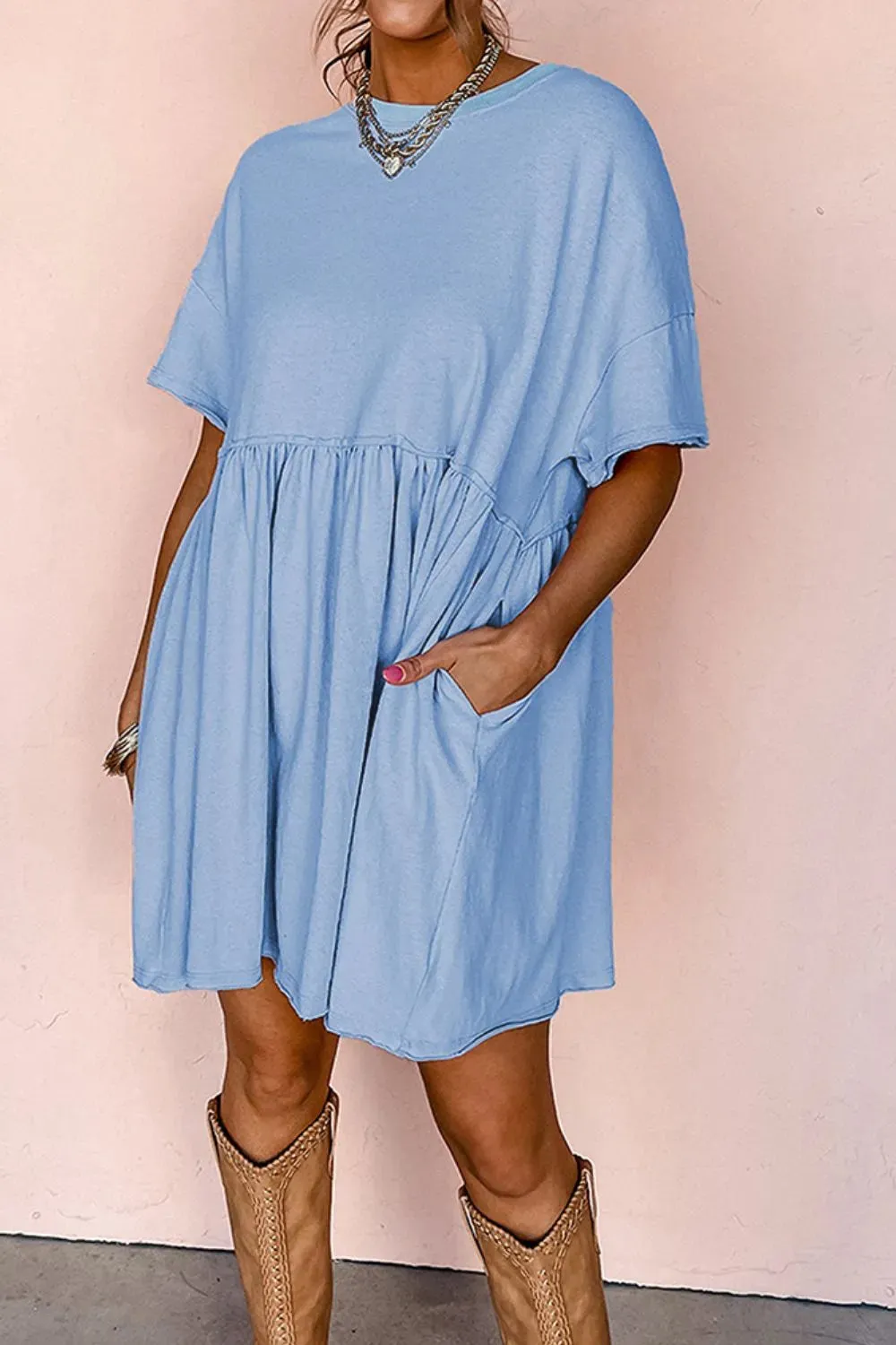 Round Neck Half Sleeve Mini Tee Dress sold by Charming Charlie product image thumbnail 5