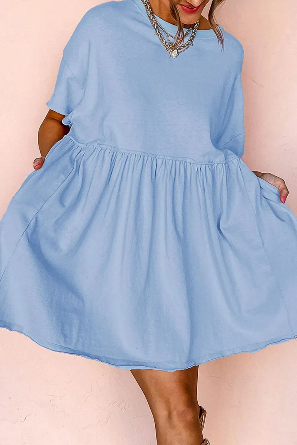 Round Neck Half Sleeve Mini Tee Dress sold by Charming Charlie product image thumbnail 4