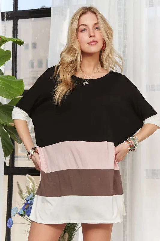 ADORA Color Block Round Neck Half Sleeve T-Shirt sold by Charming Charlie product image thumbnail 2