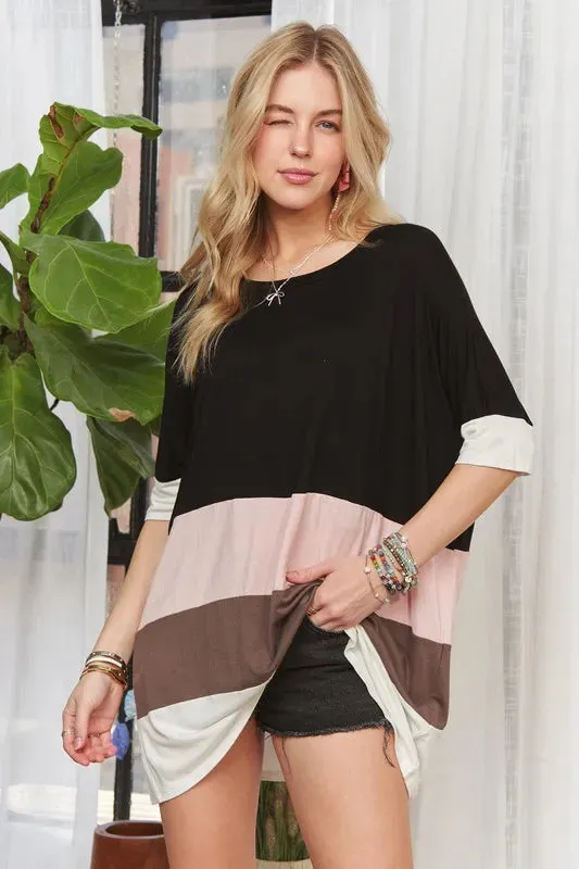 ADORA Color Block Round Neck Half Sleeve T-Shirt sold by Charming Charlie product image thumbnail 3