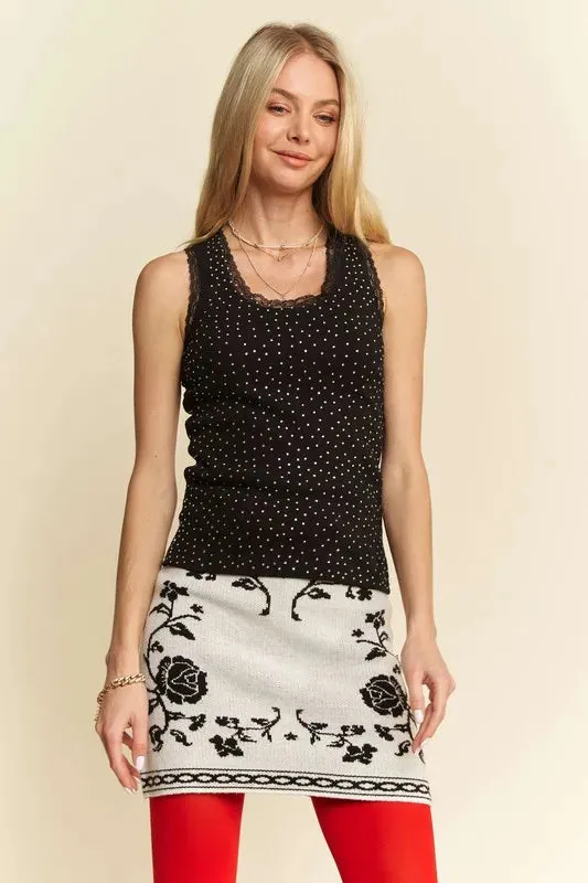 Davi & Dani Rhinestone Lace Trim Detail Tank sold by Charming Charlie product image thumbnail 3