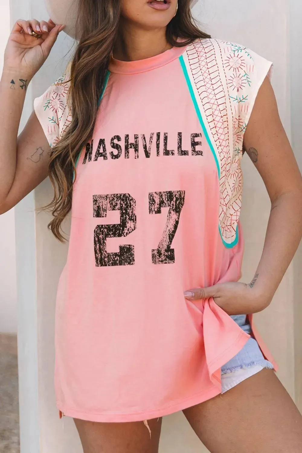 NASHVILLE Printed Patchwork Tank sold by Charming Charlie product image thumbnail 5