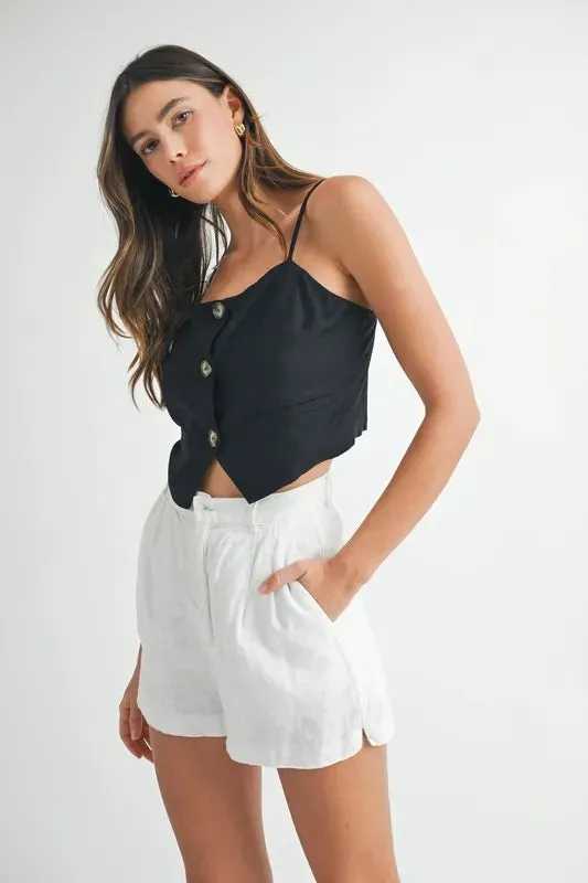 MABLE Linen Mix Button Down Tank Top sold by Charming Charlie product image thumbnail 3