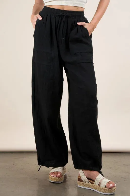 VERY J Wide Leg Gauze Solid Pants sold by Charming Charlie