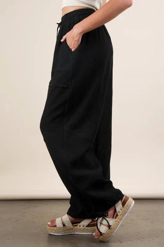 VERY J Wide Leg Gauze Solid Pants sold by Charming Charlie product image thumbnail 4