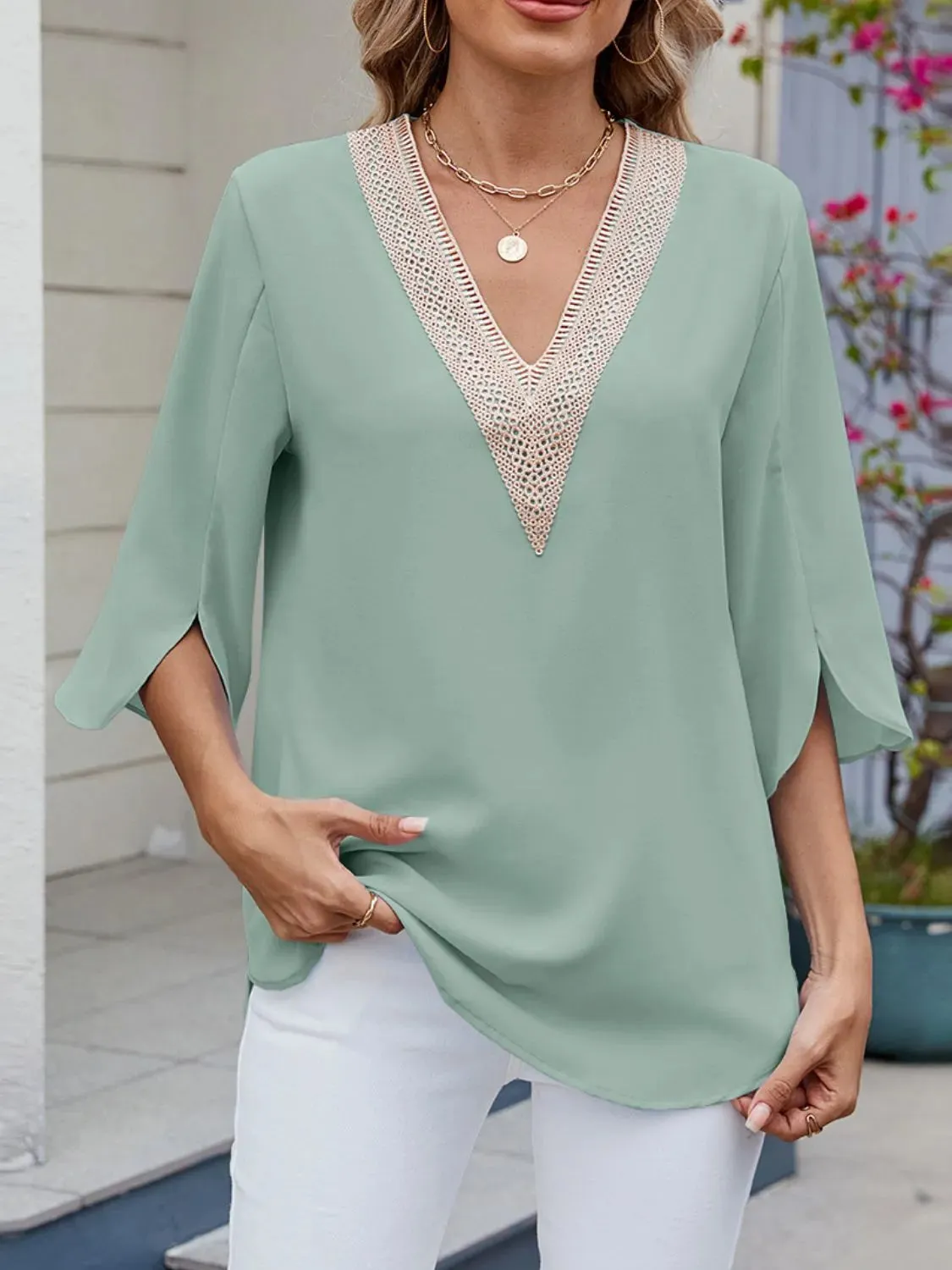 V-Neck 3/4 Sleeve Blouse sold by Charming Charlie