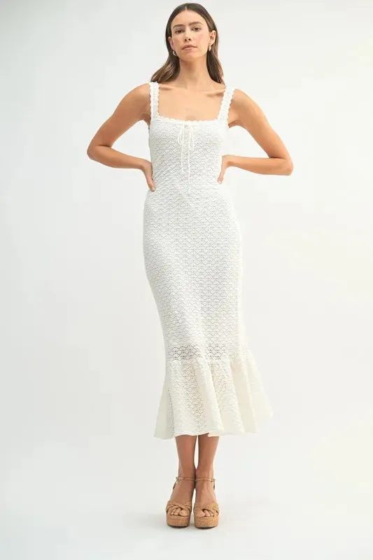 MABLE Ruffled Hem Sleeveless Crochet Knit Midi Dress sold by Charming Charlie product image thumbnail 3