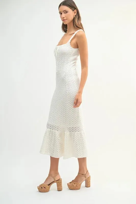 MABLE Ruffled Hem Sleeveless Crochet Knit Midi Dress sold by Charming Charlie product image thumbnail 5