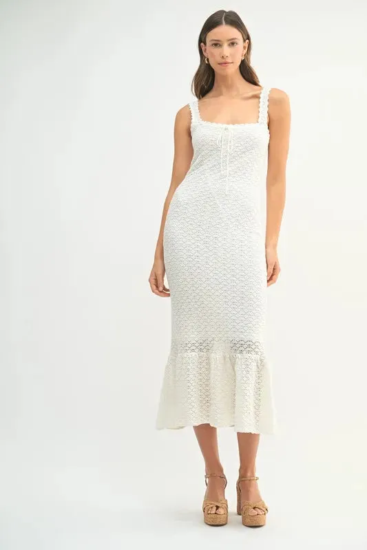 MABLE Ruffled Hem Sleeveless Crochet Knit Midi Dress sold by Charming Charlie product image thumbnail 2