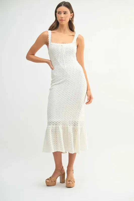 MABLE Ruffled Hem Sleeveless Crochet Knit Midi Dress sold by Charming Charlie product image thumbnail 4