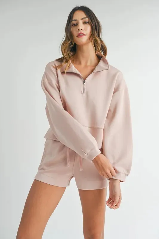 MABLE Half Zip Sweatshirt and Shorts Set sold by Charming Charlie product image thumbnail 2