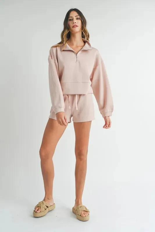 MABLE Half Zip Sweatshirt and Shorts Set sold by Charming Charlie product image thumbnail 5
