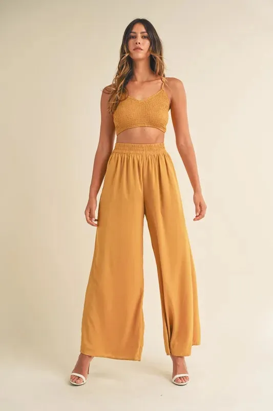 MABLE Smocked Bralette Crop Top and Wide Leg Pants Set sold by Charming Charlie product image thumbnail 2
