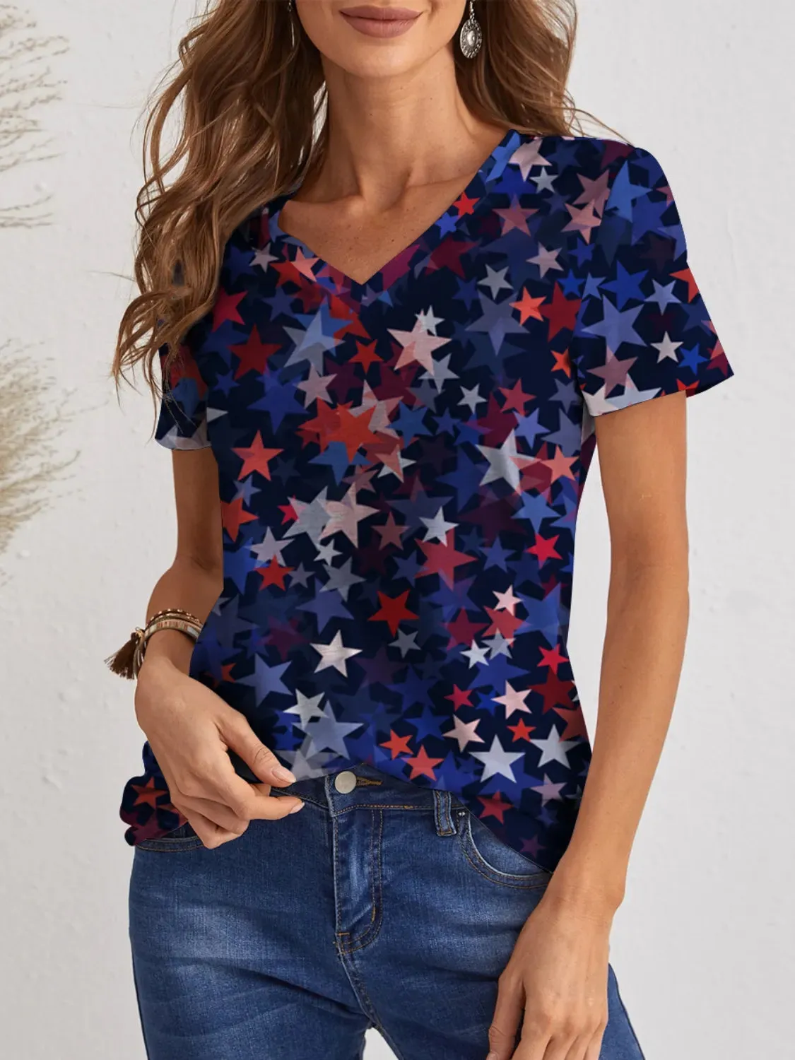 Star V-Neck Short Sleeve T-Shirt sold by Charming Charlie product image thumbnail 4