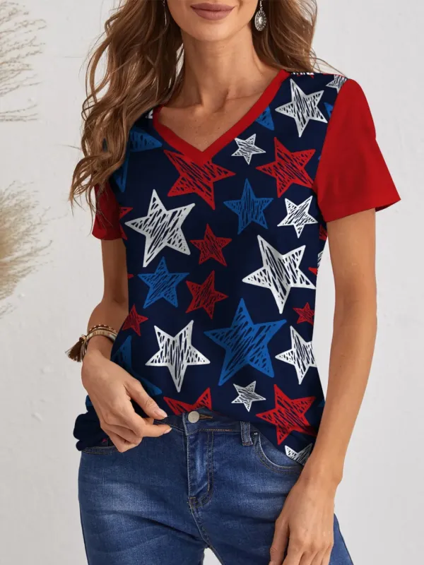 Star V-Neck Short Sleeve T-Shirt sold by Charming Charlie