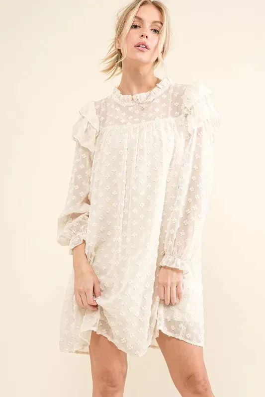 And The Why Ruffle Shoulder with Textured Woven Dress sold by Charming Charlie