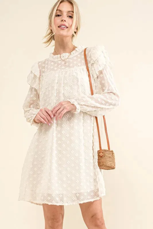 And The Why Ruffle Shoulder with Textured Woven Dress sold by Charming Charlie product image thumbnail 3