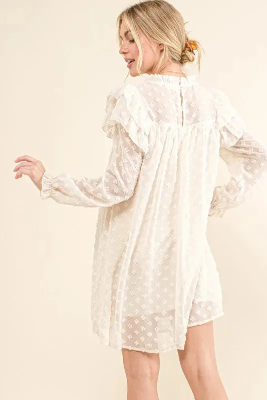 And The Why Ruffle Shoulder with Textured Woven Dress sold by Charming Charlie product image thumbnail 4
