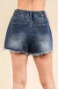 VERY J Raw Hem Pocketed Contrast Washed Denim Shorts sold by Charming Charlie