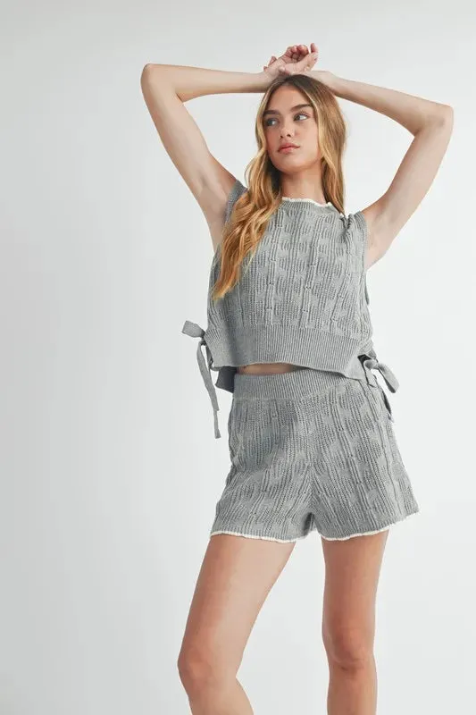 MABLE Side Tie Detail Knit Vest and Shorts Set sold by Charming Charlie