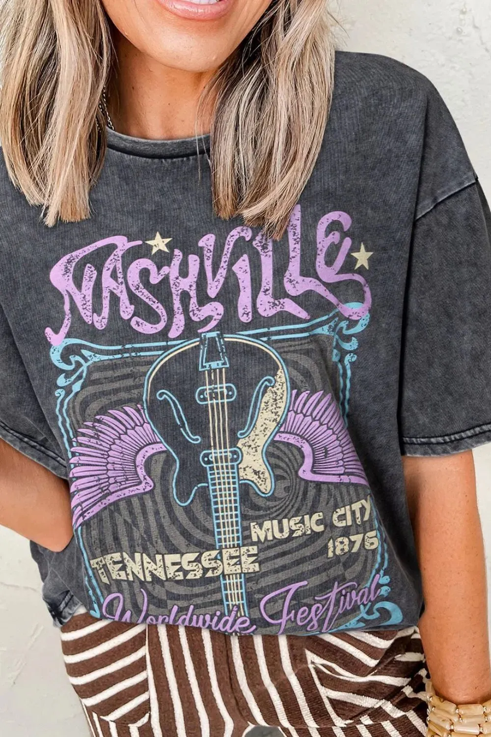 Graphic Mineral Washed Vintage Tee sold by Charming Charlie