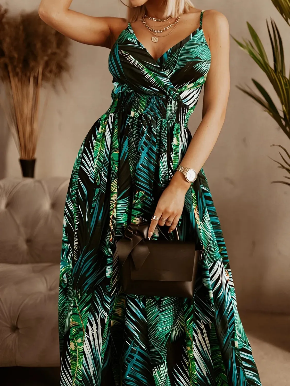 Smocked Printed Surplice Maxi Cami Dress sold by Charming Charlie product image thumbnail 2