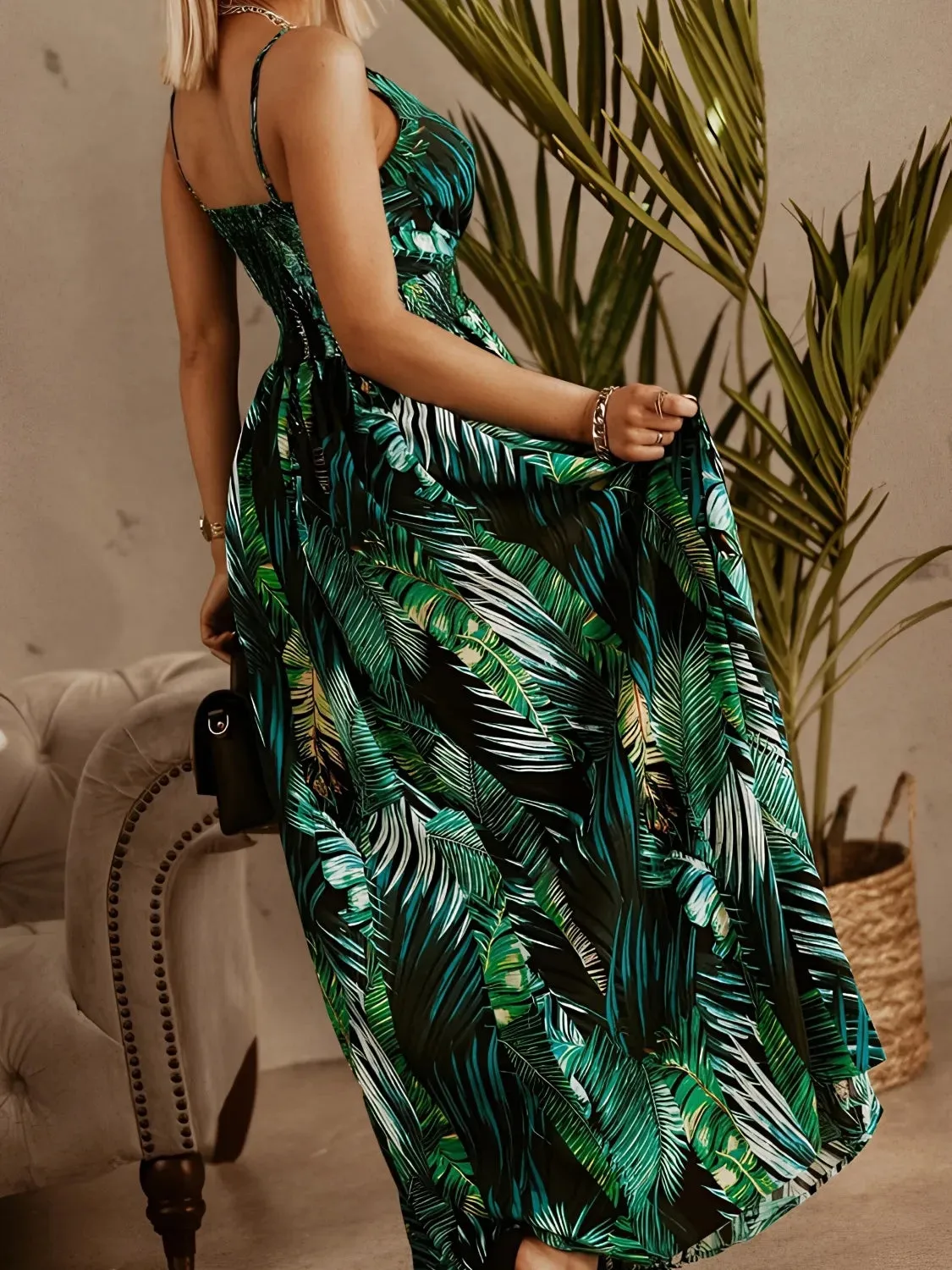 Smocked Printed Surplice Maxi Cami Dress sold by Charming Charlie product image thumbnail 3