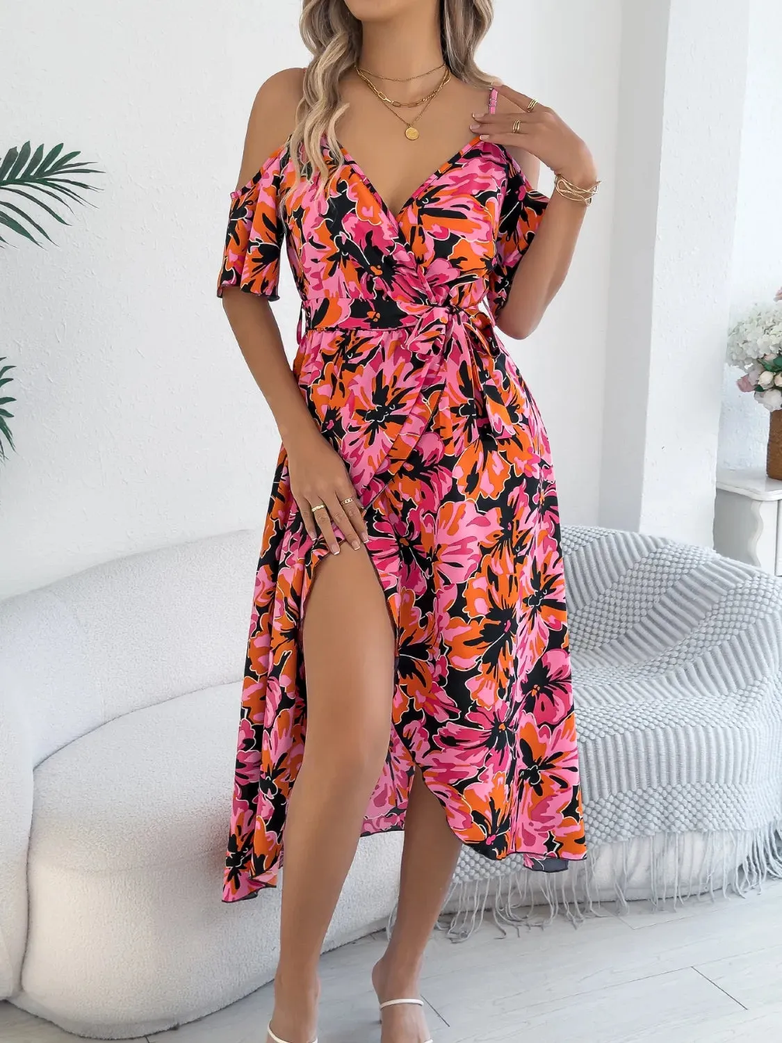 Printed Cold Shoulder Midi Cami Dress sold by Charming Charlie product image thumbnail 5