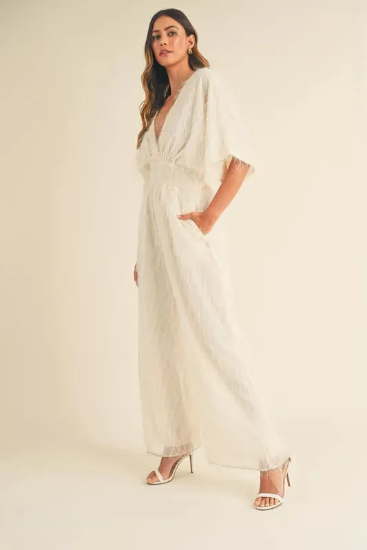 MABLE Fluffy Deep V Neck Wide Leg Jumpsuit sold by Charming Charlie product image thumbnail 5