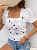 Eyelet Heart Square Neck Short Sleeve Blouse sold by Charming Charlie