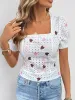 Eyelet Heart Square Neck Short Sleeve Blouse sold by Charming Charlie