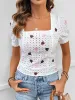 Eyelet Heart Square Neck Short Sleeve Blouse sold by Charming Charlie