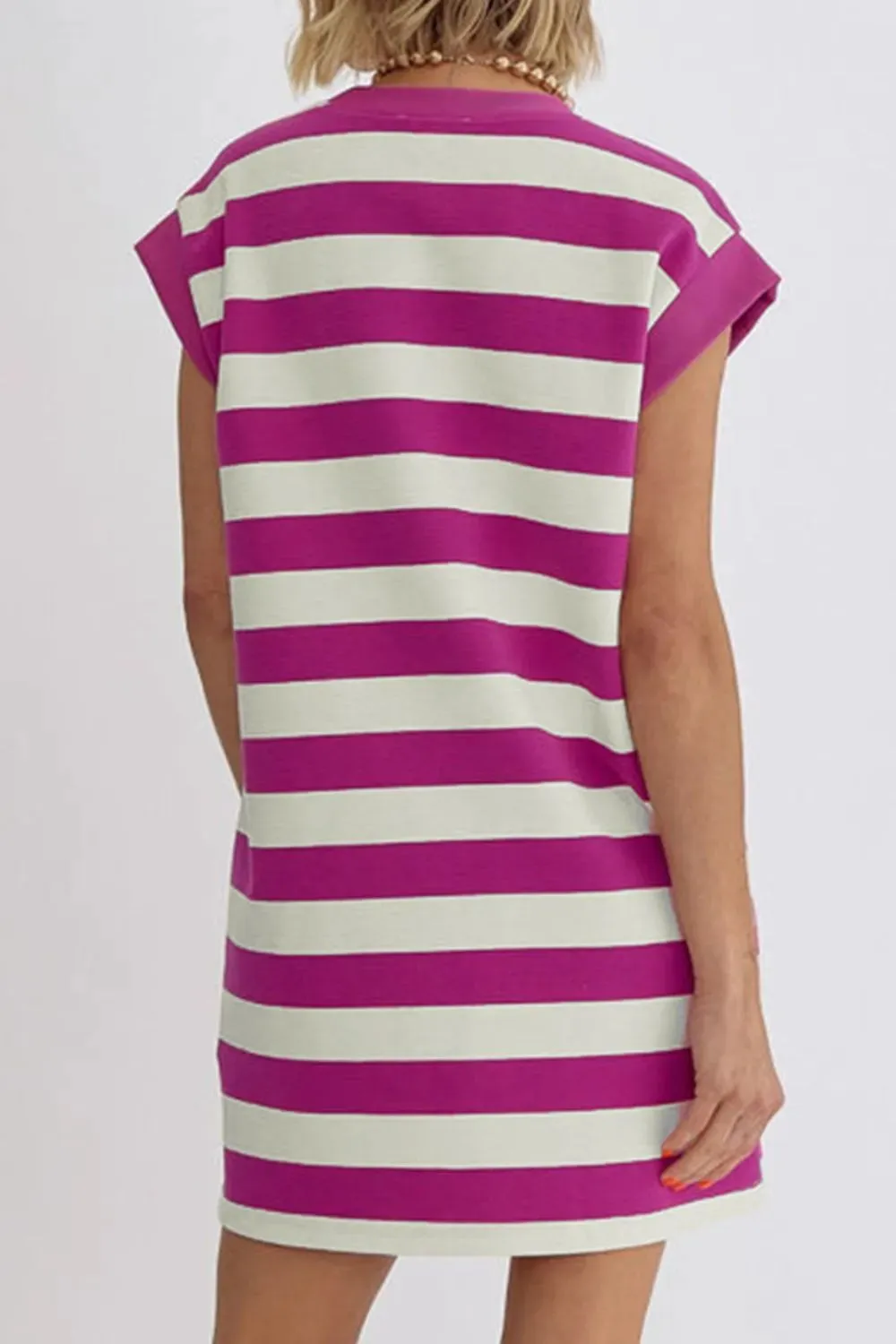 Stripe Cap Sleeve Pocketed Shift Tee Dress sold by Charming Charlie product image thumbnail 3